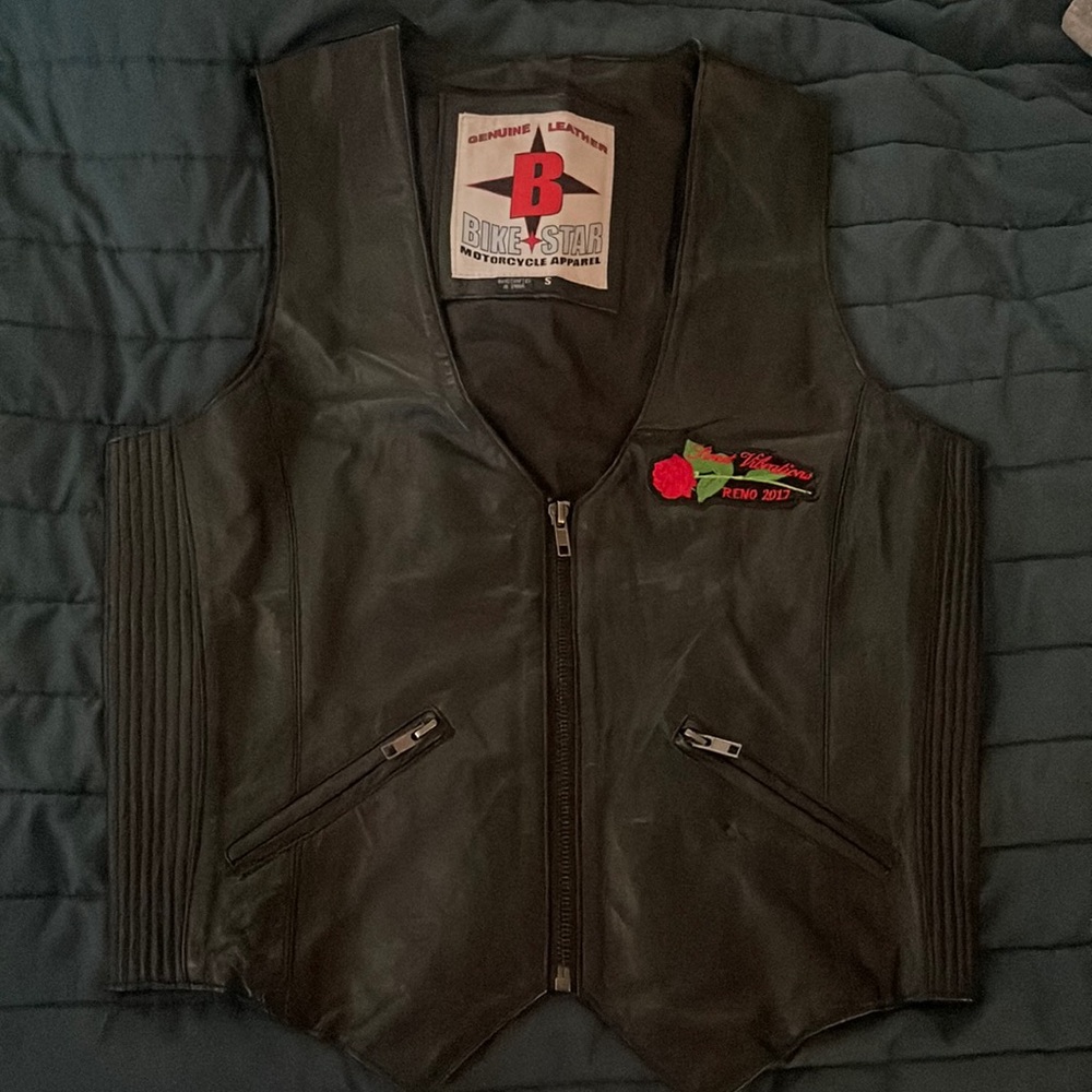 Leather motorcycle vest